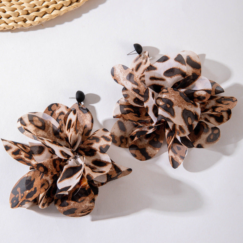 Wholesale Colorful leopard print fabric earrings