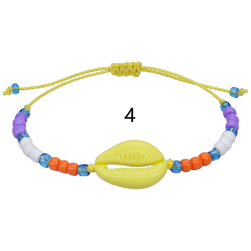 Wholesale Acrylic Seashell Colorful Rice Beads Woven Bracelet