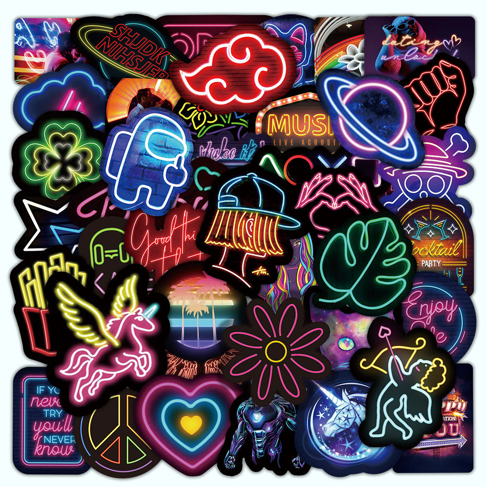 Wholesale PVC Waterproof Adhesive Neon Light Stickers