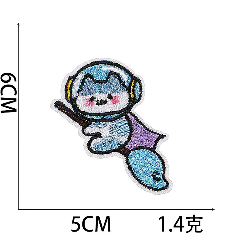Wholesale Polyester Embroidered Astronaut Rabbit Patch For Clothing Space Bunny Decorative Applique Self Adhesive Gift Resale
