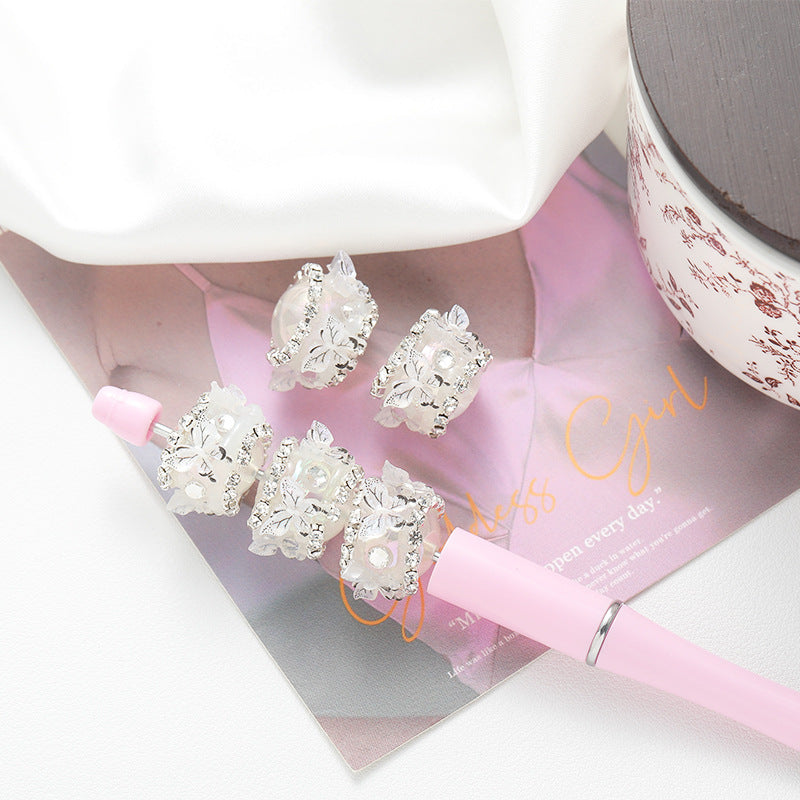 Wholesale 10pcs Butterfly Flower  Beads Acrylic Beaded DIY Handmade Material