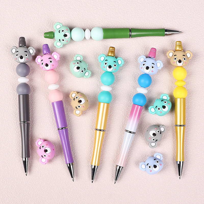 Wholesale  20pcs  Jewelry diy necklace animal focus beads accessories koala 3D silicone beads cartoon pen silicone beads