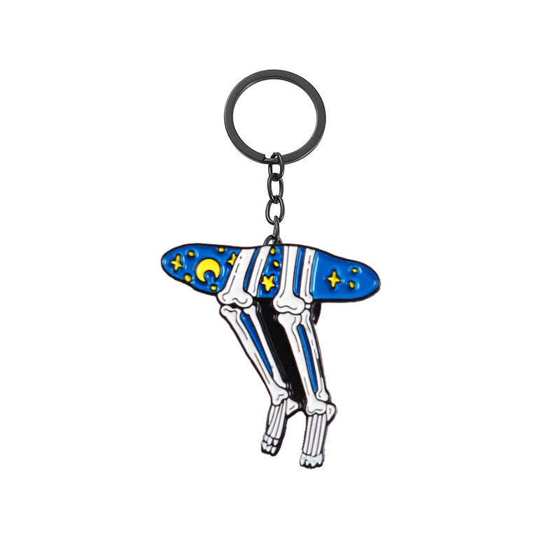 Wholesale 100pcs/pack Cute Shark Series Starry Sky Skull Zinc Alloy Keychain