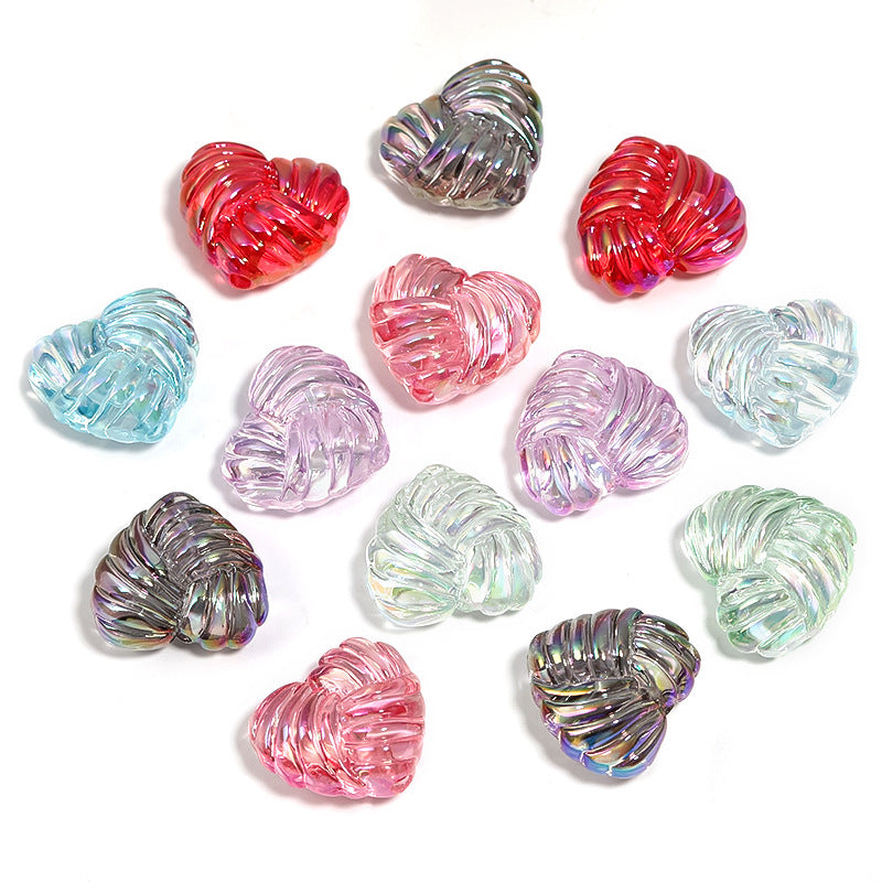 Wholesale 50pcs Colorful Transparent Twisted Wool Heart Beads