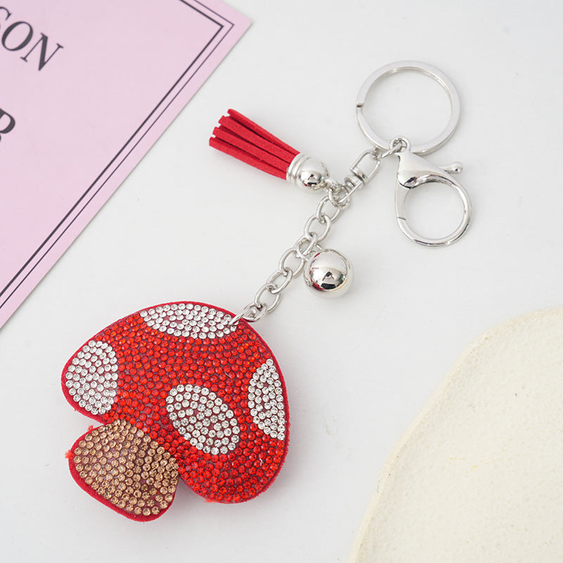 Wholesale Alloy Mushroom Hot Diamond Keychains