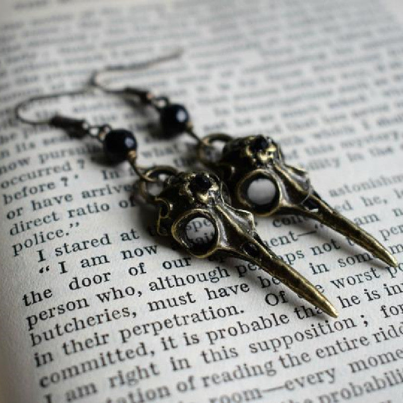 Wholesale Skull Bird Head Pendant Alloy Earrings