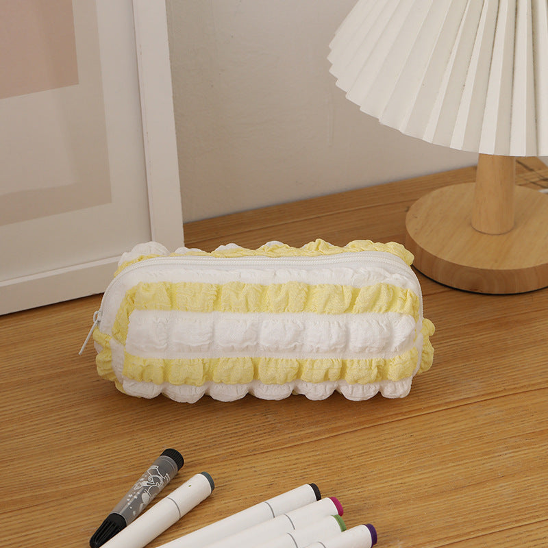 Wholesale Color Block Striped Large Capacity Pencil Case