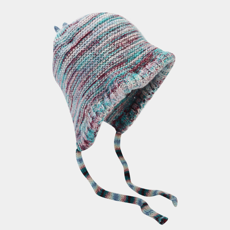 Wholesale Autumn and Winter Colorful Braided Ear Protection Warm Knitted Beanie