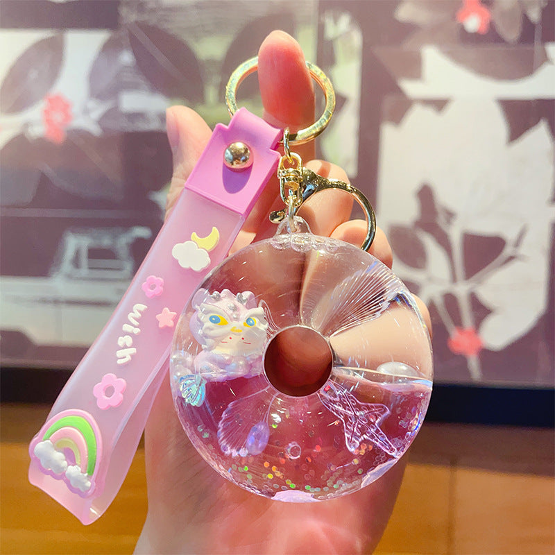 Wholesale Lion Dance Donut Oiled Acrylic Keychain