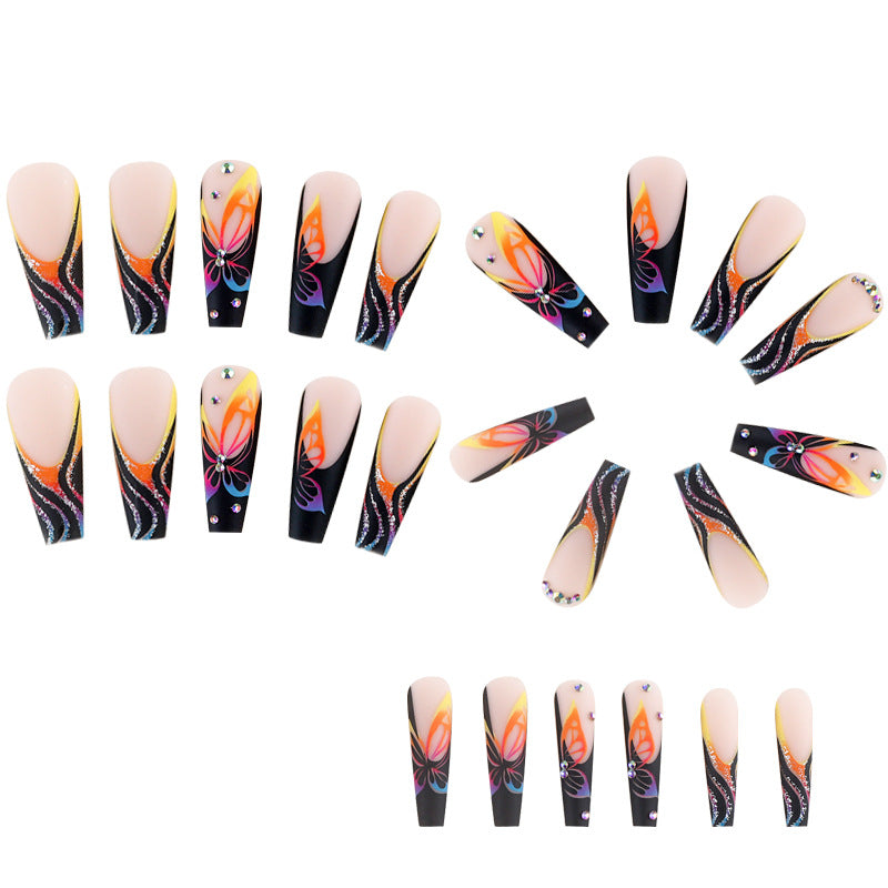 Wholesale Flashing butterfly wearable French nail stickers
