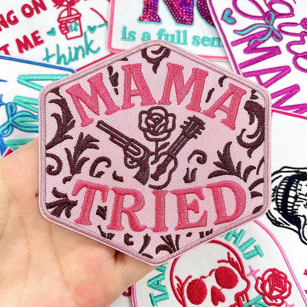 Wholesale 9 Styles Pink Letter Plaid DIY Iron On Embroidered Patches For Shoes Hats Trendy Casual Accessory