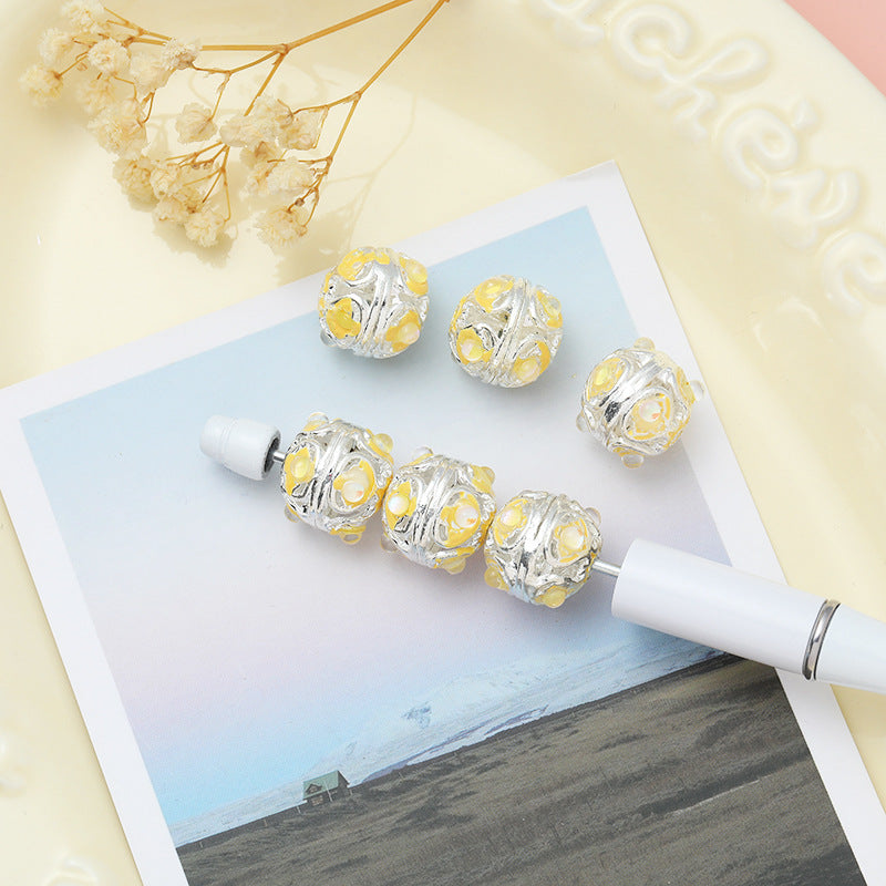 Wholesale 10pcs Alloy Hollow Love Cat's Eye Straight Hole Beads