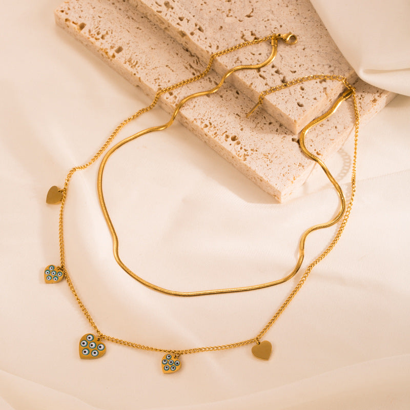 Wholesale 18k gold titanium steel multi-layer stacked stainless steel sweater chain necklace