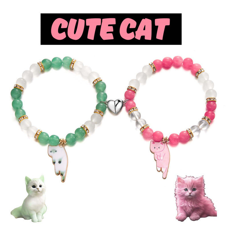 Wholesale cute cat glass beads  bracelet