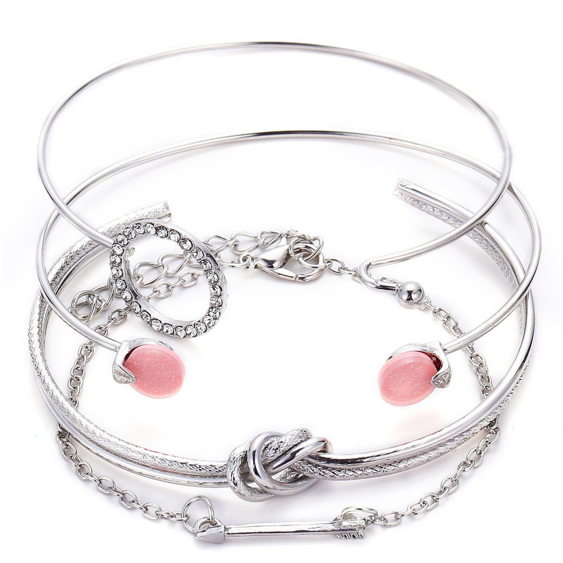 Wholesale Thick Chain Multi-layer Open Alloy Bracelet Set