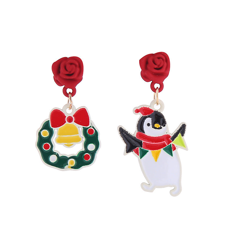 Wholesale Christmas Santa Claus Snowman Zinc Alloy Earrings