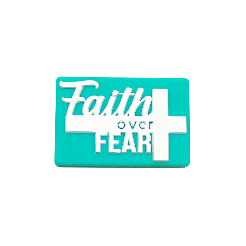 Wholesale 10pcs Rectangular Faith English Creative Silicone Beads