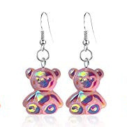 Wholesale Plastic Resin Cute Colorful Bear Earrings