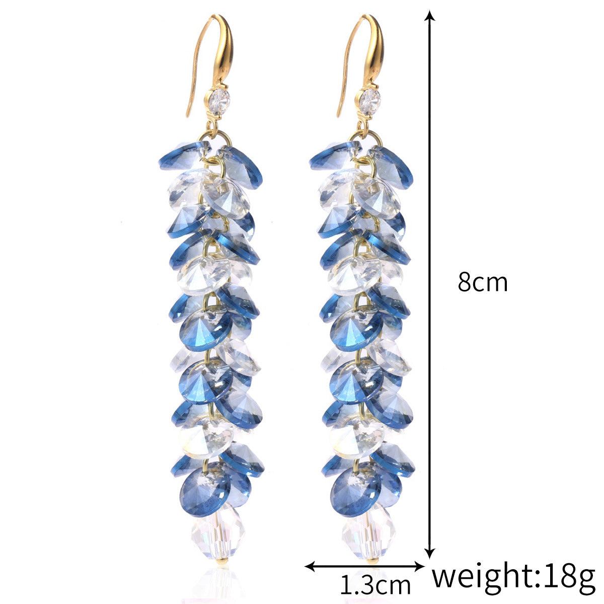 Wholesale Long crystal high-grade colorful crystal water drop earrings