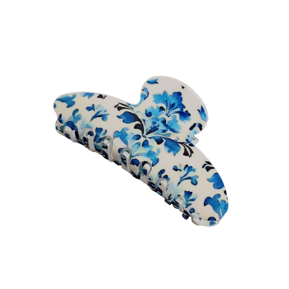 Wholesale Blue and white porcelain pattern hairpin shark clip headdress