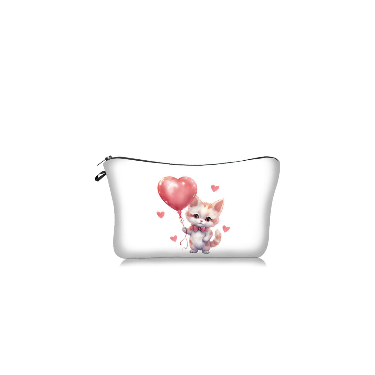 Wholesale Valentine's Day Love Cat Printed Polyester Makeup Bag