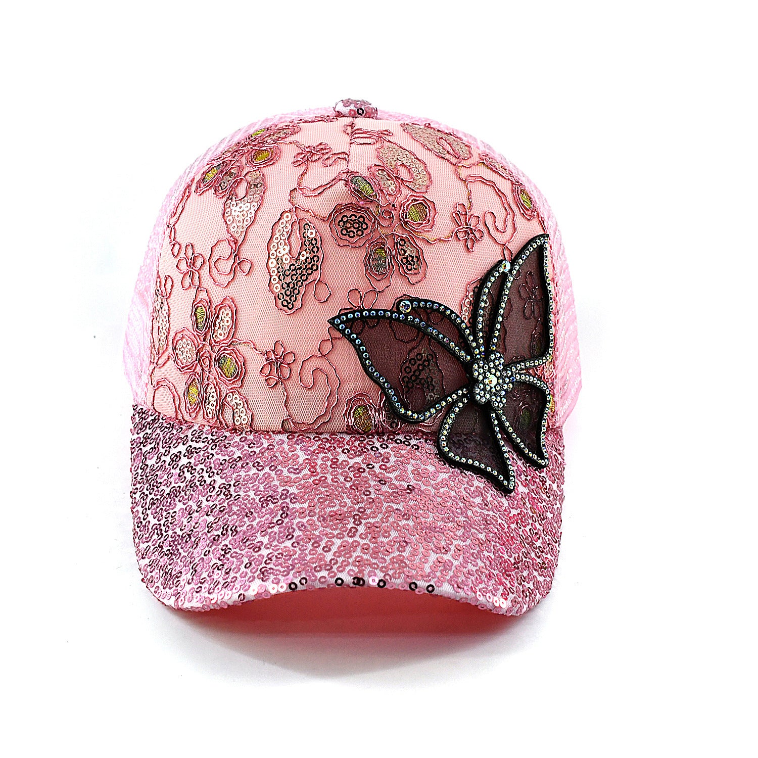 Wholesale Sequined butterfly fashion sun protection sun shading breathable hip-hop baseball cap