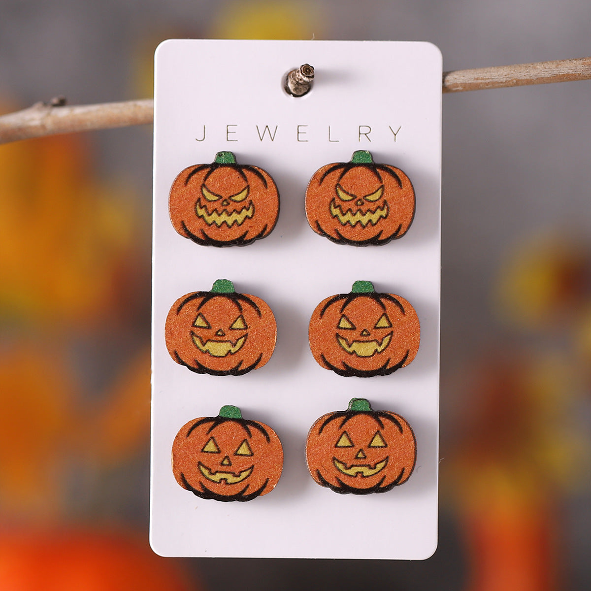 Wholesale  Pumpkin Earring Set Wooden Party Earrings
