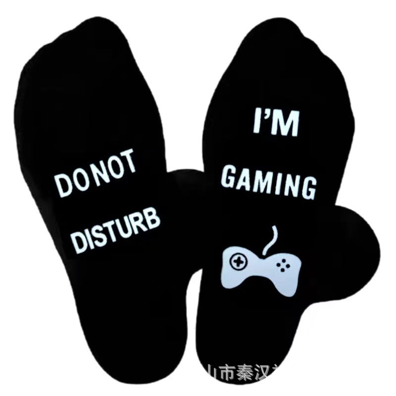 Wholesale of European and American Cotton Medium Cylinder Letter Anti Slip Adhesive Socks