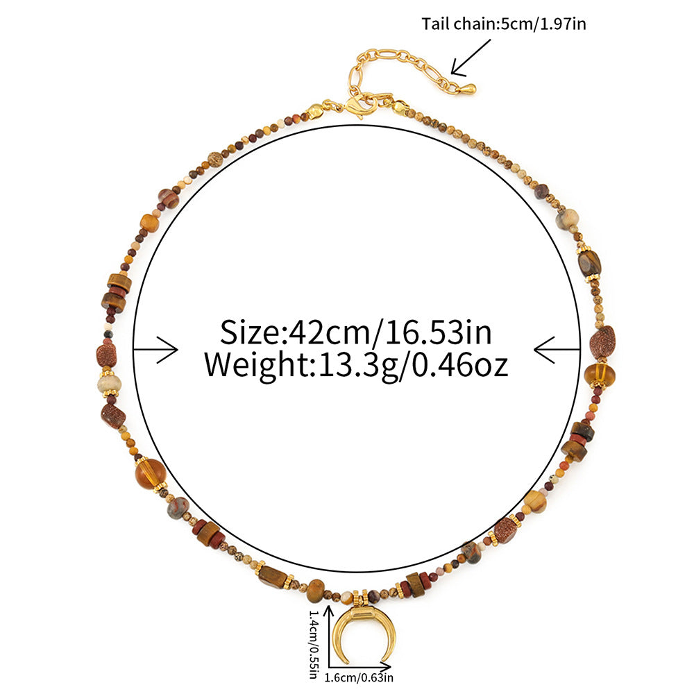 Wholesale Maillard Tiger Eye Stone Beaded Sweater Chain