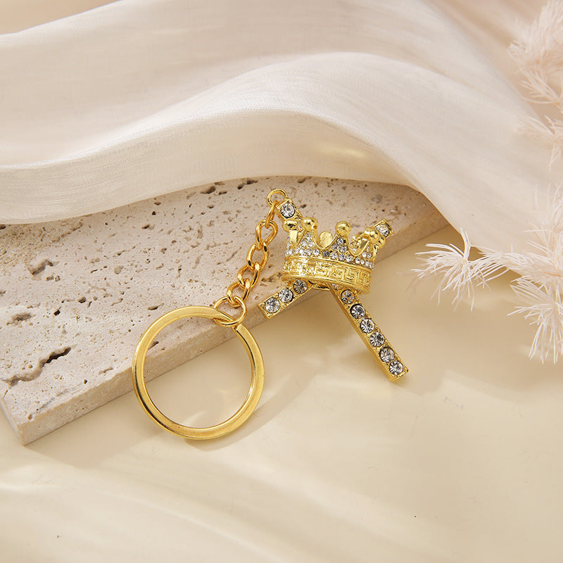 Wholesale Micro-embellished crown cross keychain