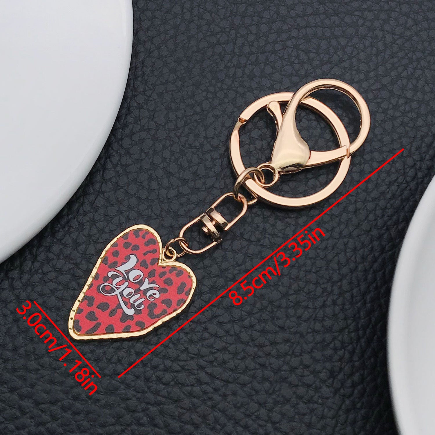 Wholesale Purple printed big heart Valentine' s Day alloy 8-shaped keychain