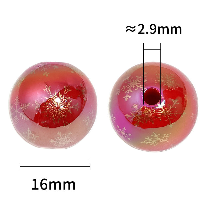 Wholesale 100pcs DIY Printed Santa Claus Colorful Snowflake Acrylic Beads