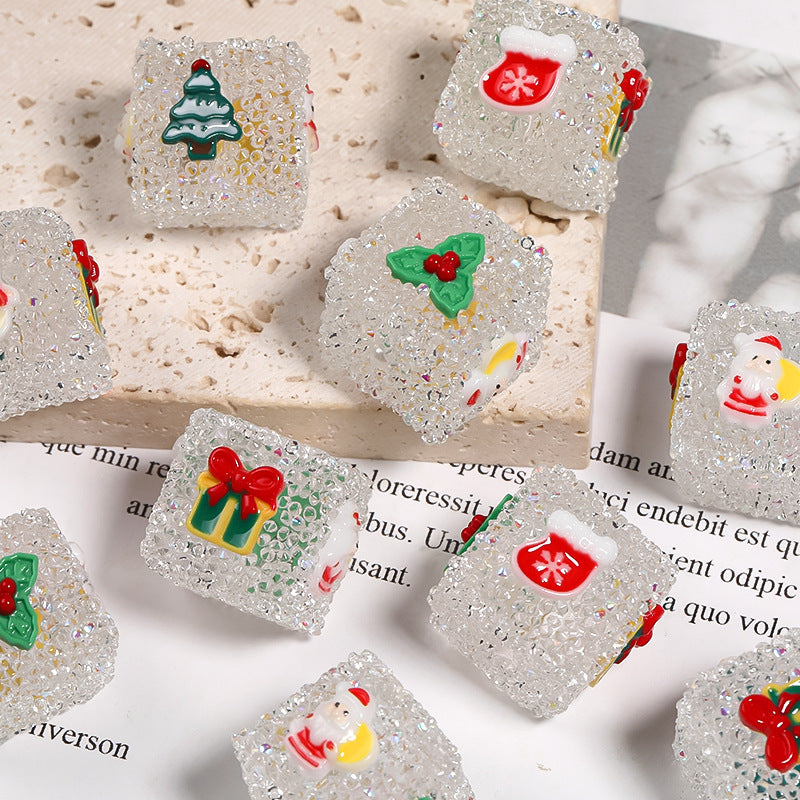 Wholesale  5pcs Christmas Sugar Square Beads DIY Bracelet Beads