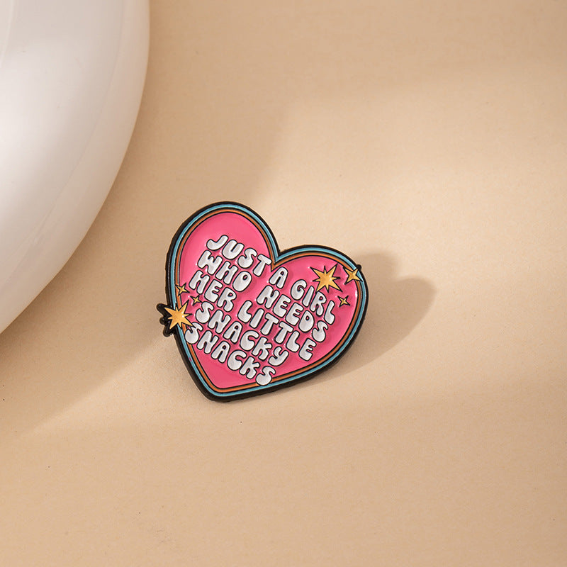 Wholesale Pink Heart Brooch with English Quotes and Instructions Brooches