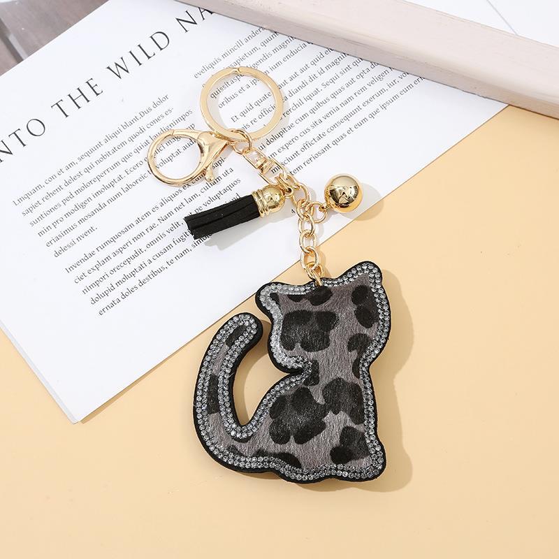 Wholesale Bell Hot Diamond Three-dimensional Velvet Cat Keychains