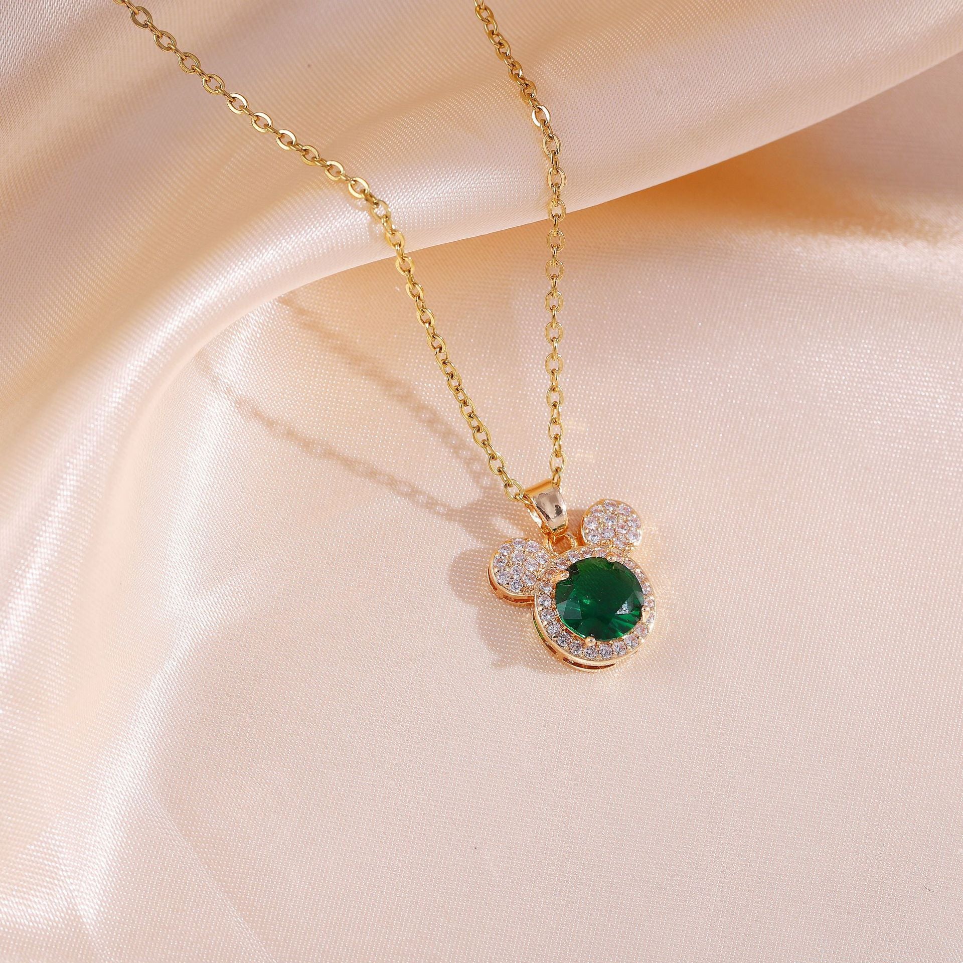 Wholesale Titanium Steel Full Diamond Cute Crystal Collarbone Necklace