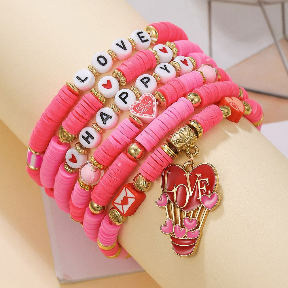 Wholesale Valentine' s Day Love Stacked Letter clay bead bracelet
