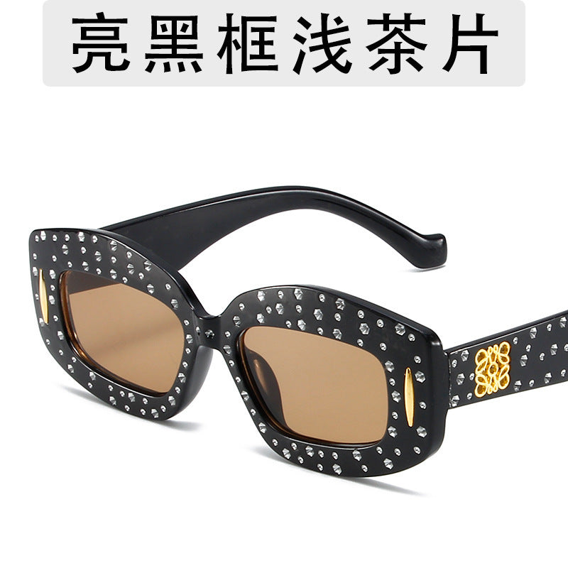 Wholesale Personality Trend Diamond Studded Women's Square Sparkling Starry Sky Fashion Outfit Sunglasses