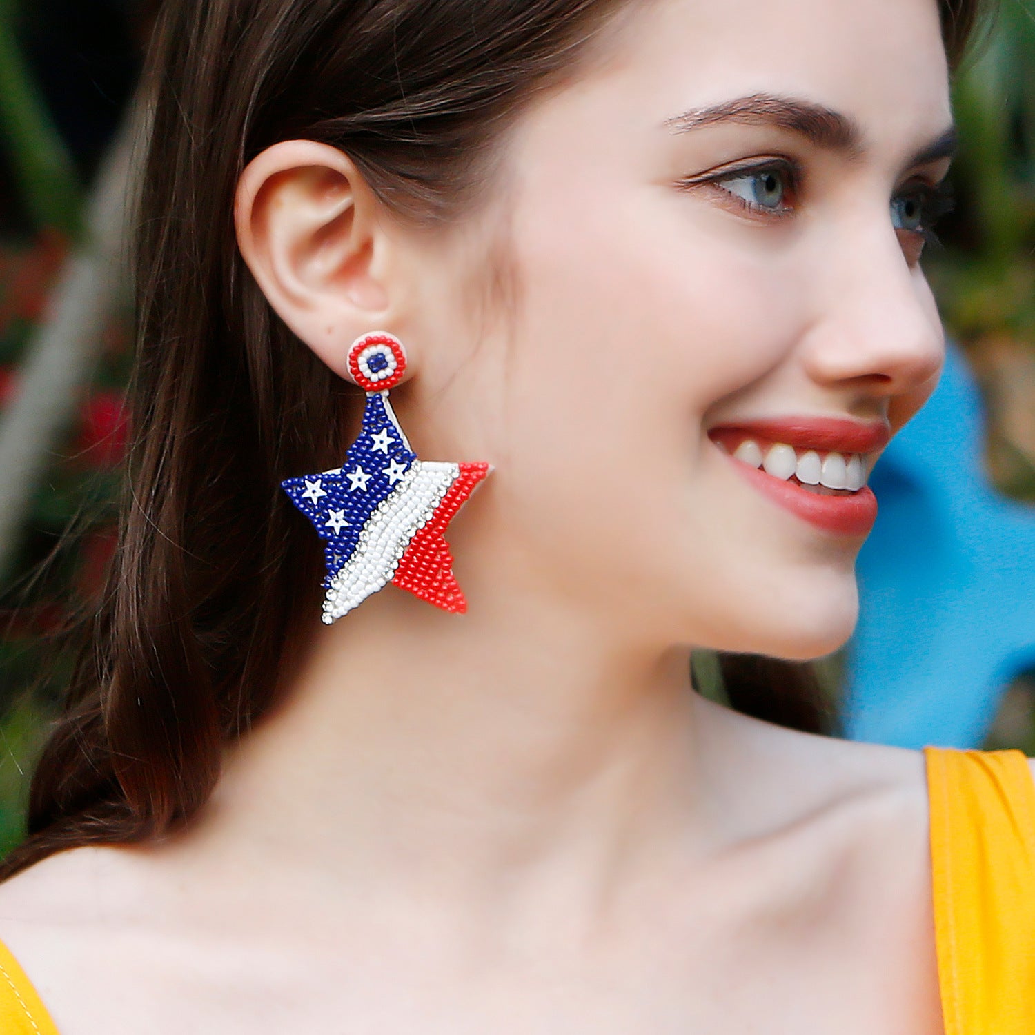 Wholesale Pentagram Independence Day Earrings