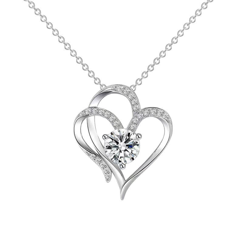 Wholesale Valentine' s Day double heart-shaped pendant necklace
