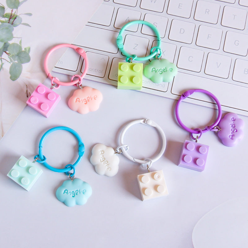 Wholesale Plastic Building Block Cloud Keychain