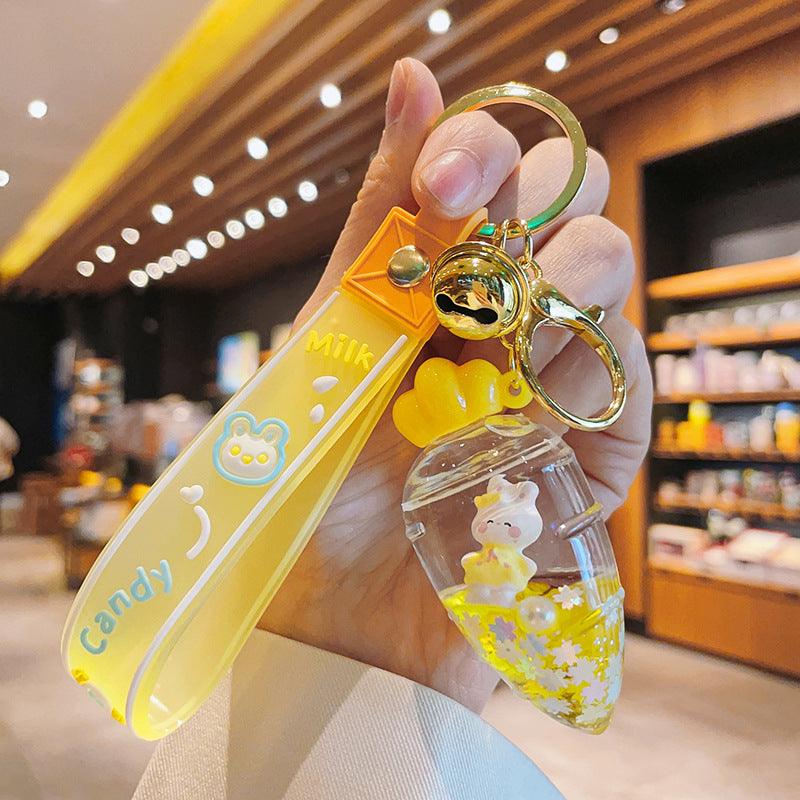 Wholesale Acrylic Quicksand Bottle Carrot Rabbit Keychain