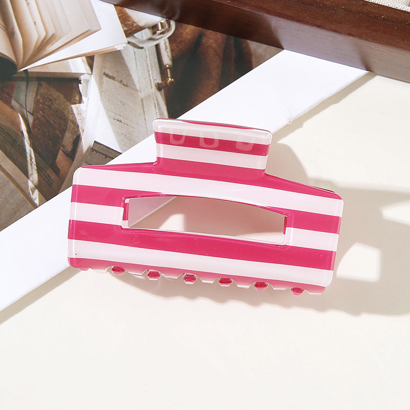 Wholesale Trendy Mermaid Blue Striped French Semicircle Hair Claw Clip For Women PVC Hair Accessory For Everyday Styling And Boutique Resale