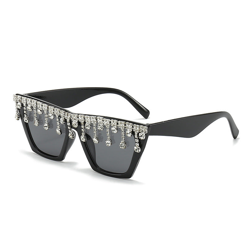 Wholesale Large Frame Diamond PC Sunglasses