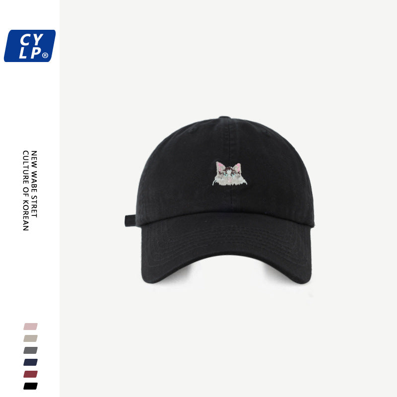 Wholesale Preppy style sweet and cute kitten embroidered baseball cap