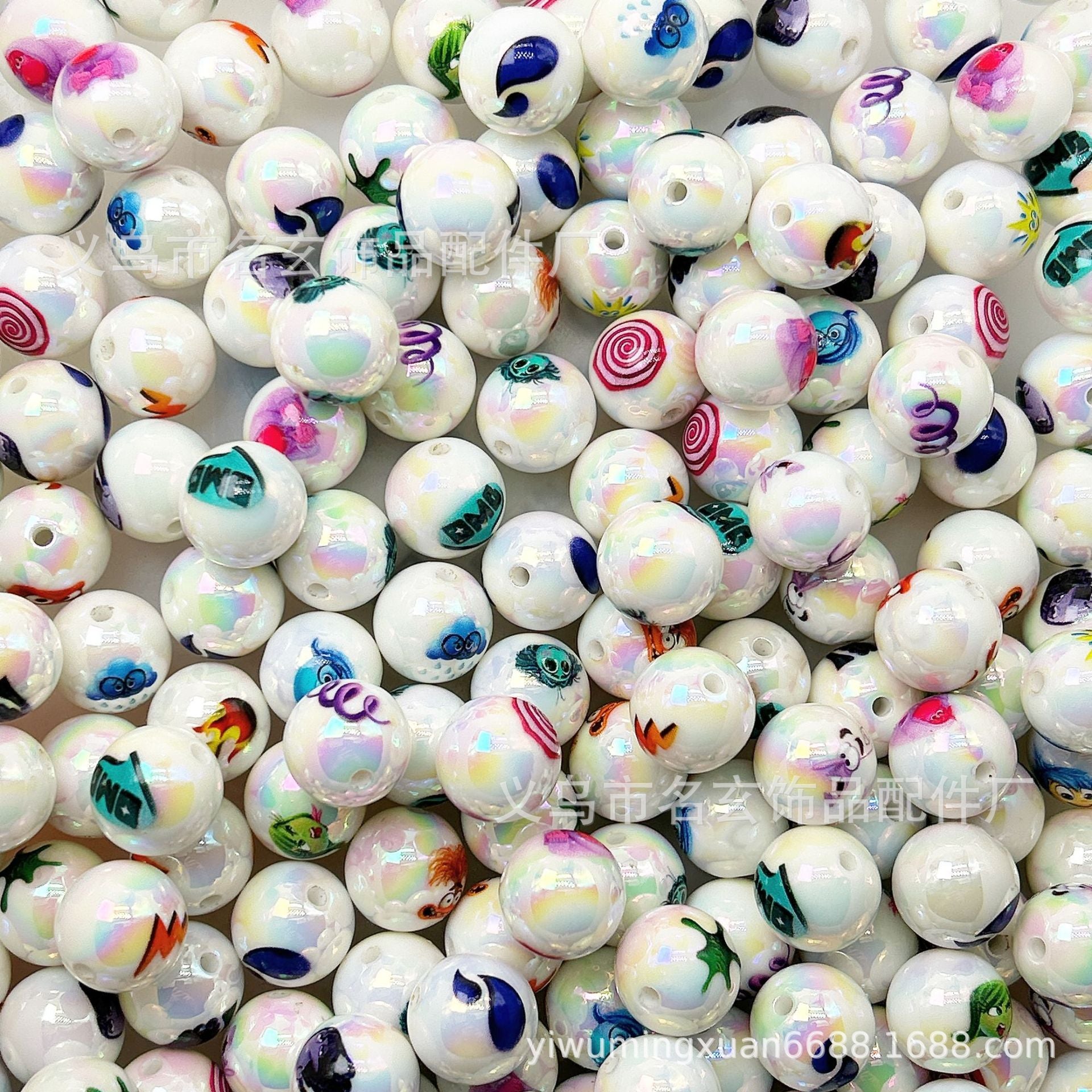 Wholesale  Random 200 pcs/pack   Printed Christmas beads  cartoon beads   Print Silicone Beads