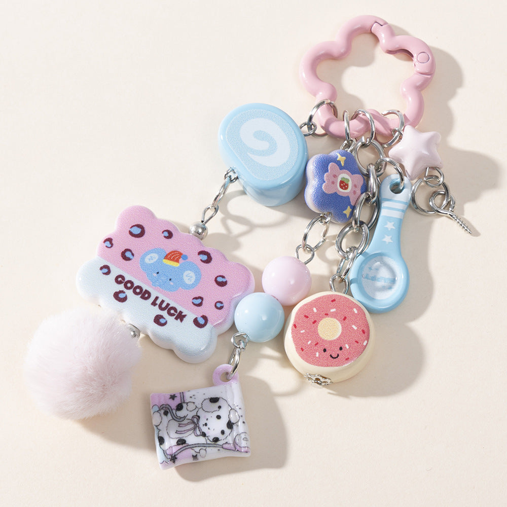 Wholesale Colorful Cute Food Spoon Hair Ball Keychain