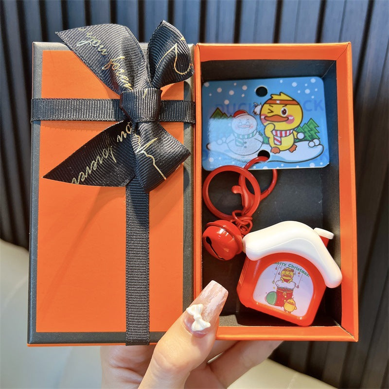 Wholesale Christmas Series Little Yellow Duck Sound Music House Luminous Night Light Keychain