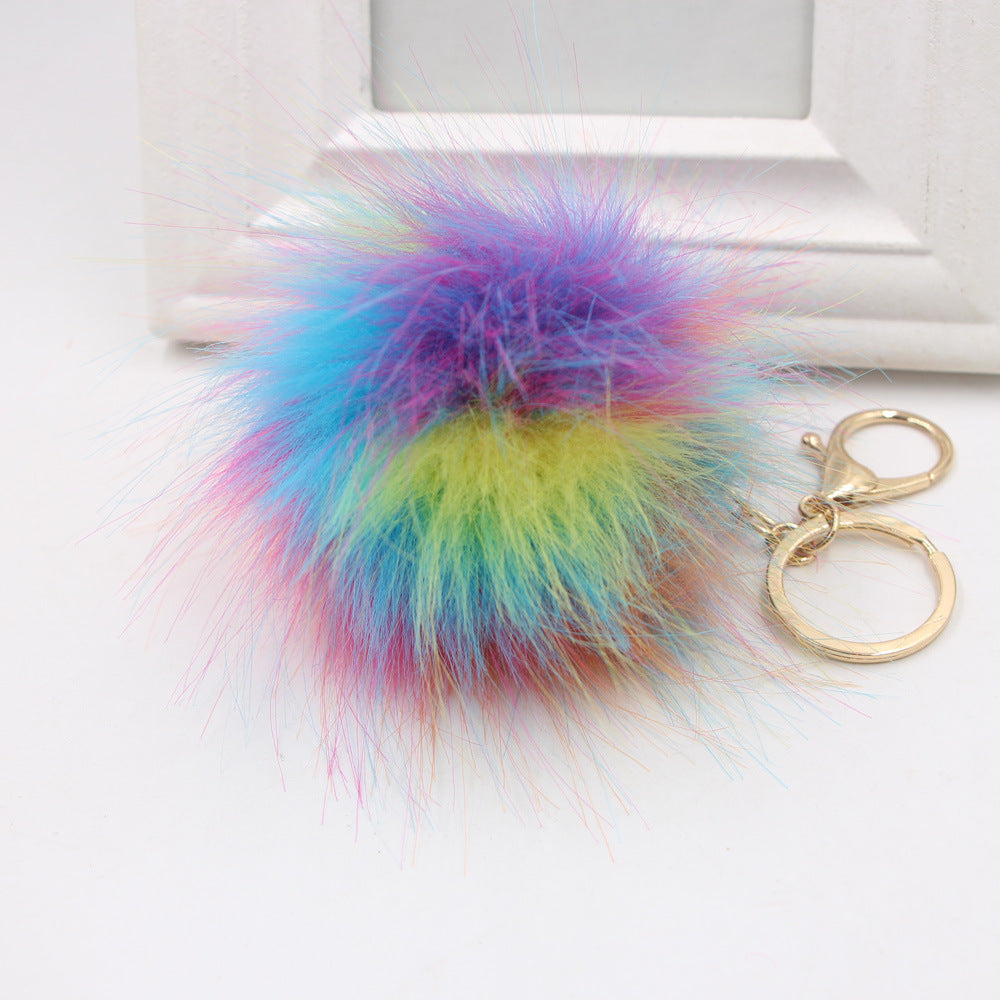 Wholesale Colorful Fur Ball Keychain Bag Pendant Tulip Theme Stylish Backpack Accessory