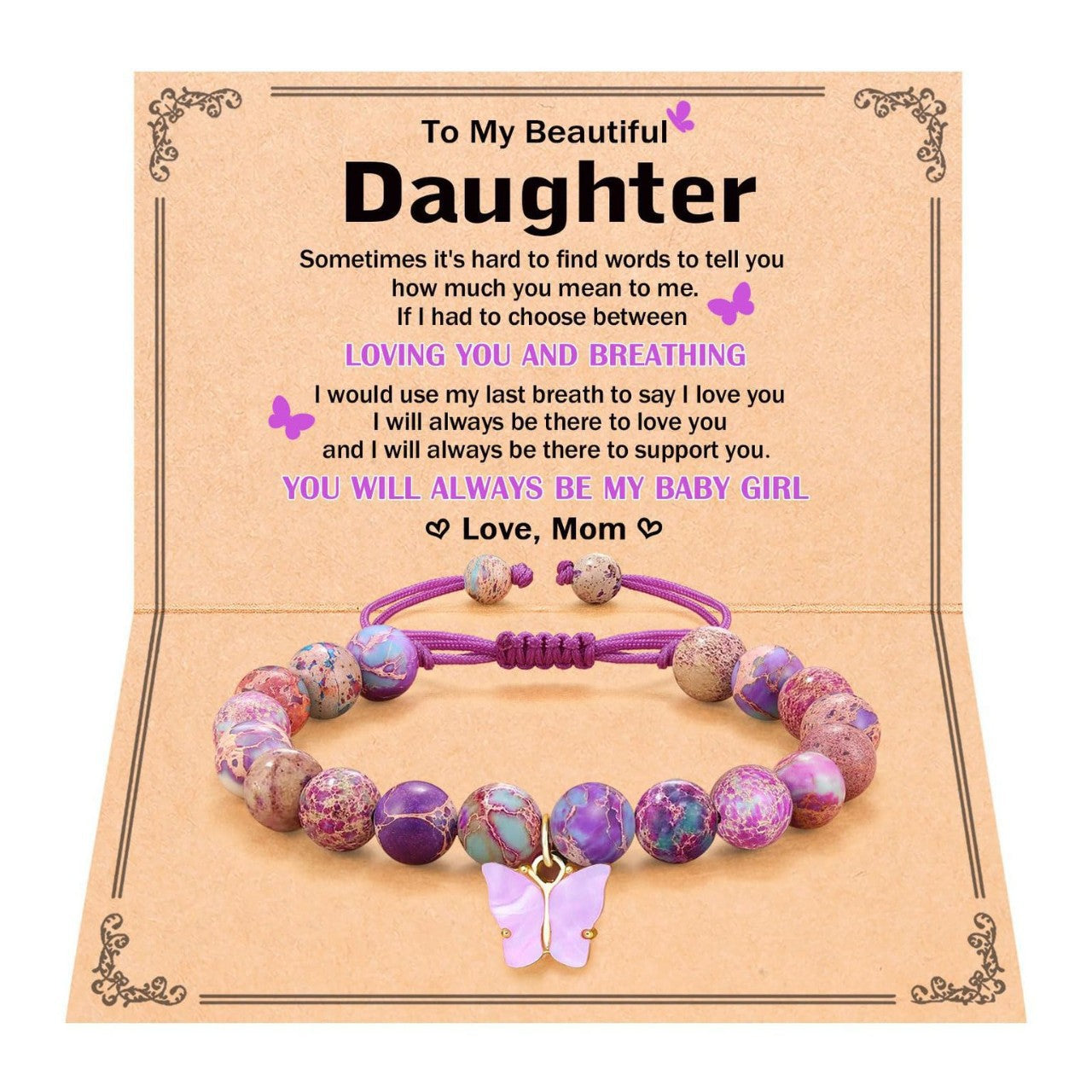Wholesale Unisex Handmade Woven Butterfly Purple Acrylic Bead Bracelet Jewelry Accessory